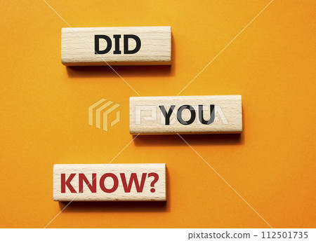 Did you know symbol. Wooden blocks with words Did you know. Beautiful orange background. Business and Did you know concept. Copy space. Did you know symbol. Wooden blocks with words Did you know. Beautiful orange background. Business and Did you know concept. Copy space. 112501735