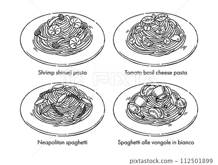 義大利麵鋼筆畫手繪 112501899