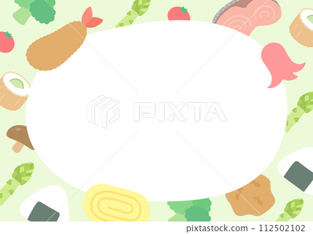 Frame illustration of bento side dishes and rice balls Frame illustration of bento side dishes and rice balls 112502102