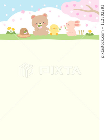 Illustration of cute animals cherry blossom viewing 112502293