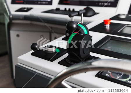 Azimuth thruster control levers,  equipment of a tug boat control panel 112503054