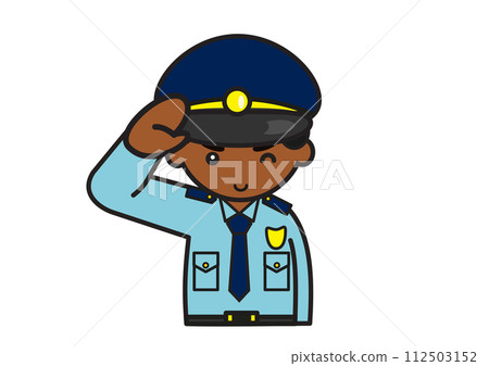 Black male police officer saluting Black male police officer saluting 112503152