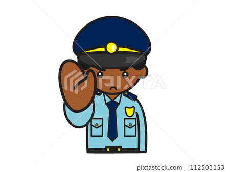Male black police officer in stop pose Male black police officer in stop pose 112503153
