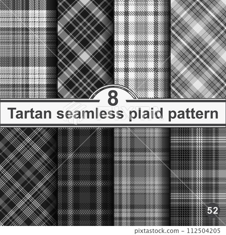 Set black and white plaid seamless pattern. Set black and white plaid seamless pattern. 112504205