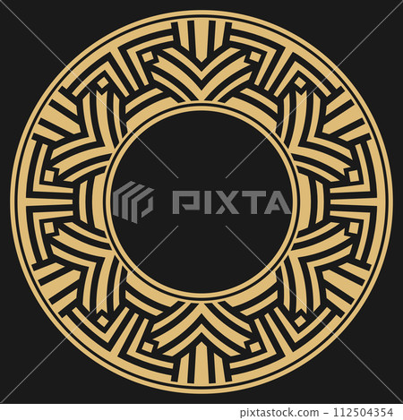 Circular decorative gold frame. Circular decorative gold frame. 112504354