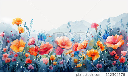 Watercolor abstract flowers Watercolor abstract flowers 112504376