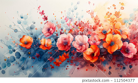 Watercolor abstract flowers Watercolor abstract flowers 112504377