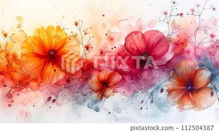 Watercolor abstract flowers 112504387