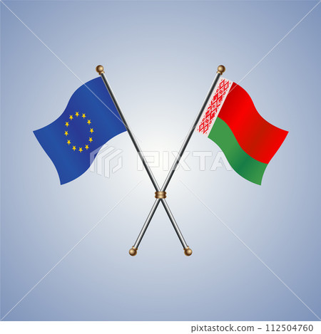 Europe and Belarus flags relations 112504760