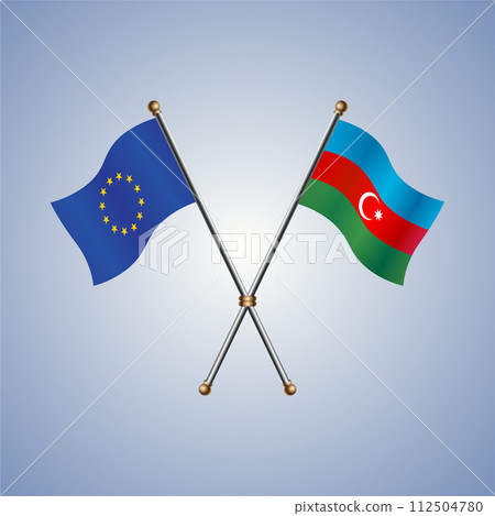 Europe and Azerbaijan flags relations Europe and Azerbaijan flags relations 112504780