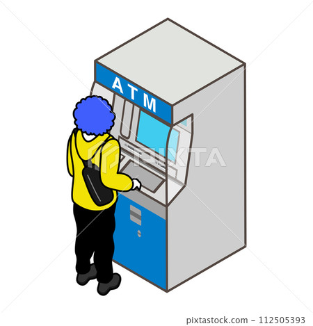 操作 ATM 等距的男子-長袖連帽衫 112505393