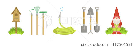 Garden Tool and Equipment for Plant Cultivation Vector Set Garden Tool and Equipment for Plant Cultivation Vector Set 112505551