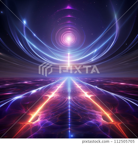Multicolor neon light trails futuristic background 112505705