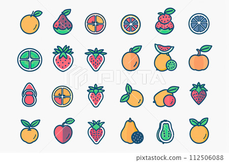 set of icon fruits isolated on white background. Ai generative 112506088