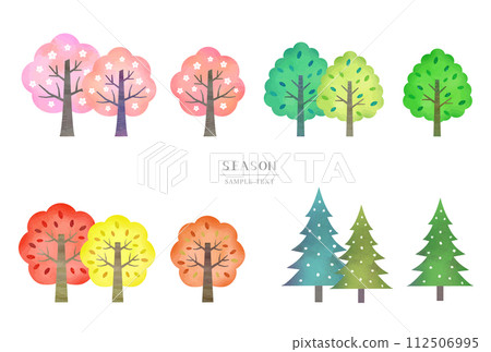 四個季節的樹木插圖(向量版) 四個季節的樹木插圖(向量版) 112506995
