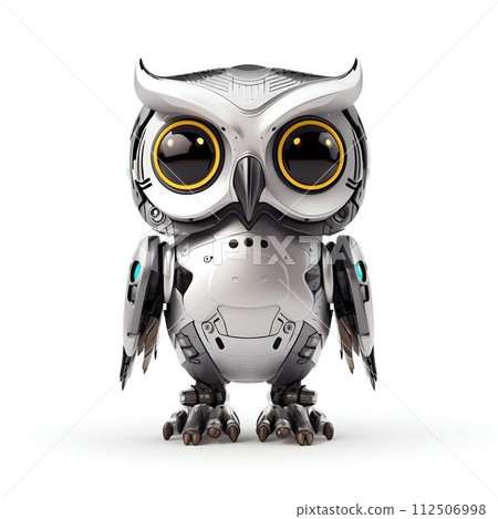 Futuristic Robotic Owl with Inquisitive Gaze. Generative ai Futuristic Robotic Owl with Inquisitive Gaze. Generative ai 112506998