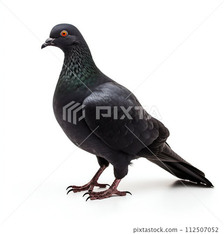 Black Dove Isolated on White Background. Generative ai Black Dove Isolated on White Background. Generative ai 112507052