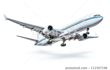 Commercial Airplane on White Background. Generative ai 112507196