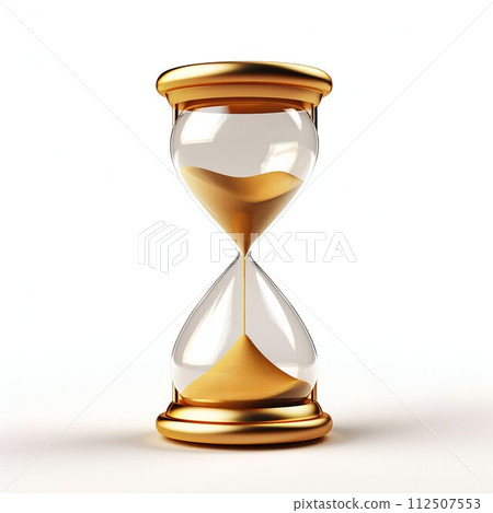 Timeless Elegance: Golden Hourglass Isolated on White Background. Generative ai 112507553