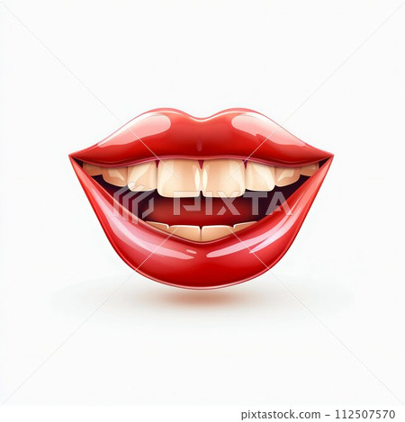 Glossy Red Lips with a Bright Smile. Generative ai 112507570