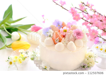 Easter, Doll's Festival, International Women's Day, White Strawberry Cake Easter, Doll's Festival, International Women's Day, White Strawberry Cake 112507606