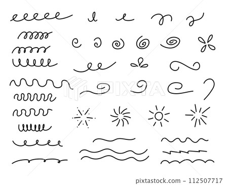 Abstract lines and other doodle elements are hand drawn for conceptual design. Vector illustration set of icons templates for decoration. Abstract lines and other doodle elements are hand drawn for conceptual design. Vector illustration set of icons templates for decoration. 112507717