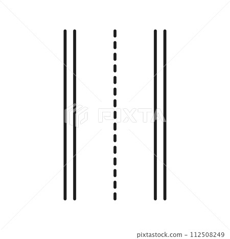Highway road line icon, street traffic or route lane with marking, vector linear pictogram. Highway road sign or way path direction, thin line symbol of transport navigation and city map plan 112508249