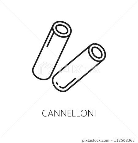 Cannelloni rolls of pasta stuffed with meat or vegetables isolated outline icon. Vector canneroni cannaroni, cannoli crusetti raw canelons Cannelloni rolls of pasta stuffed with meat or vegetables isolated outline icon. Vector canneroni cannaroni, cannoli crusetti raw canelons 112508363