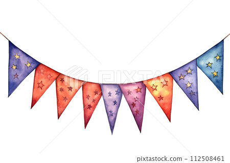 Watercolor banner and stars on white background Watercolor banner and stars on white background 112508461