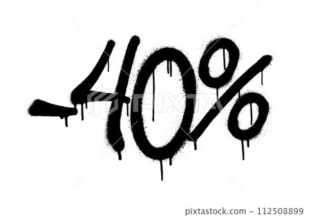 Sprayed -40 percent graffiti with overspray in black over white. Vector illustration. 112508899