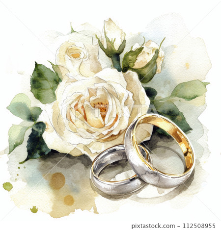 wedding, watercolor, roses 112508955