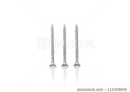 macro screw of silver color on a white background macro screw of silver color on a white background 112509040