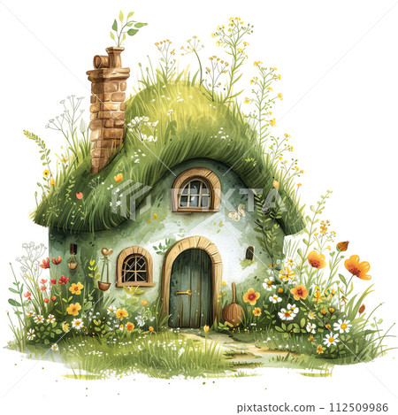 Watercolor cute house on white background Watercolor cute house on white background 112509986