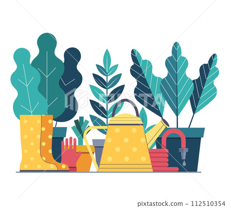 Spring Gardening and Plants Growing Scene 112510354