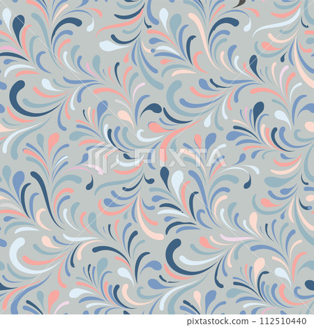 Floral seamless pattern with leaves. Abstract swirl line leaf ornamental flourish texture Floral seamless pattern with leaves. Abstract swirl line leaf ornamental flourish texture 112510440