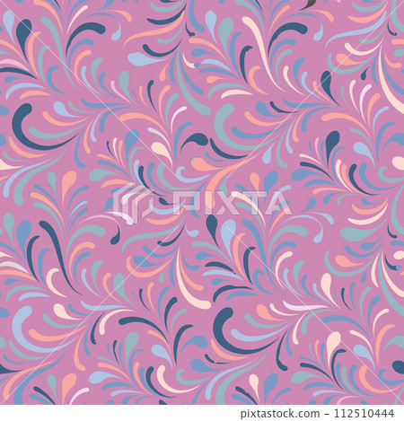 Floral seamless pattern with leaves. Abstract swirl line leaf ornamental flourish texture 112510444