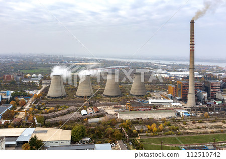 Aerial View Of Large Chimneys Aerial View Of Large Chimneys 112510742