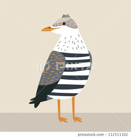 Vector illustration of a seagull in a striped T-shirt, flat style Vector illustration of a seagull in a striped T-shirt, flat style 112511102