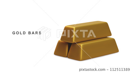 3D Realistic gold bars. Vector illustration. 112511389
