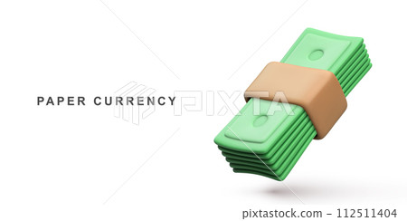 3d Realistic Paper currency. Vector illustration. 112511404