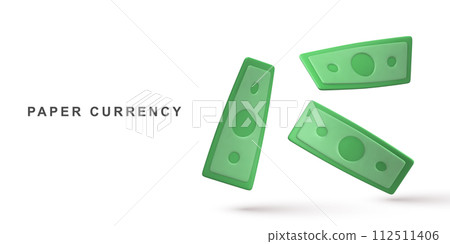 3d flyaning cash on white background. Vector illustration. 3d flyaning cash on white background. Vector illustration. 112511406