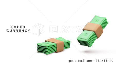 3d Realistic money saving concept Bundle of money. Vector illustration. 3d Realistic money saving concept Bundle of money. Vector illustration. 112511409