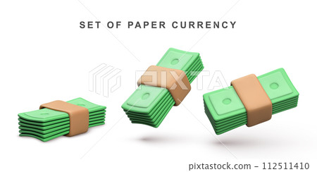 3d Realistic Bundles of money. Vector illustration. 3d Realistic Bundles of money. Vector illustration. 112511410