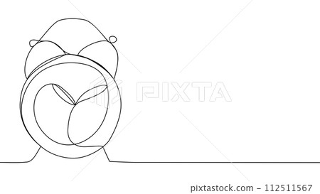 self drawing of single continuous line alarm clock. Full length one line animation illustration 112511567