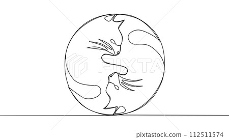 Self-drawing Yin Yang cats are a symbol of harmony and balance. 112511574