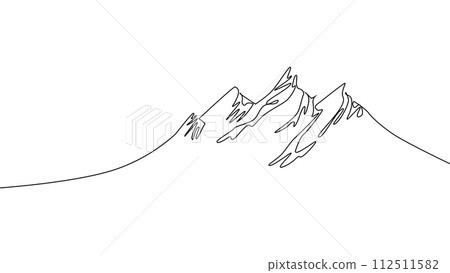 Self-drawing a simple animation of one continuous drawing of one line of Christmas trees, forest 112511582