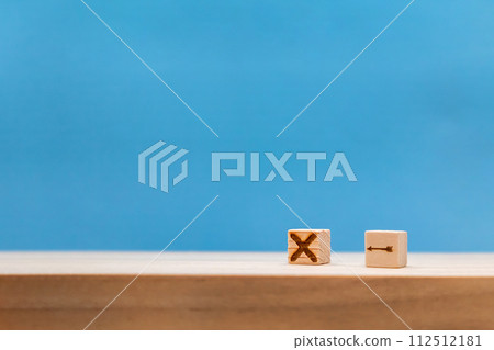 A refreshing blue background with an arrow pointing to a block with a cross mark A refreshing blue background with an arrow pointing to a block with a cross mark 112512181