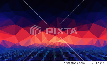 Vector sunset Low poly abstract blue and red background, trendy, geometric, business luxury polygonal wallpaper Vector sunset Low poly abstract blue and red background, trendy, geometric, business luxury polygonal wallpaper 112512394