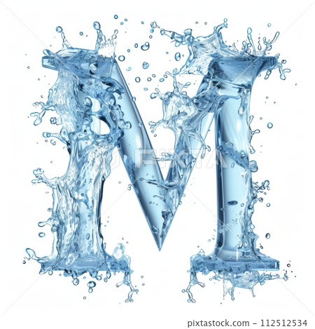 Splash of water takes the shape of the letter M, representing the concept of Fluid Typography. Splash of water takes the shape of the letter M, representing the concept of Fluid Typography. 112512534