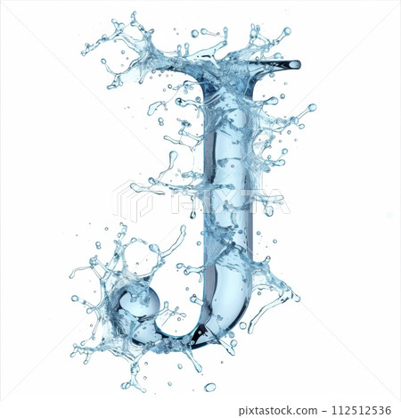 Letter J. Water splashes alphabet isolated on a white background. Letter J. Water splashes alphabet isolated on a white background. 112512536